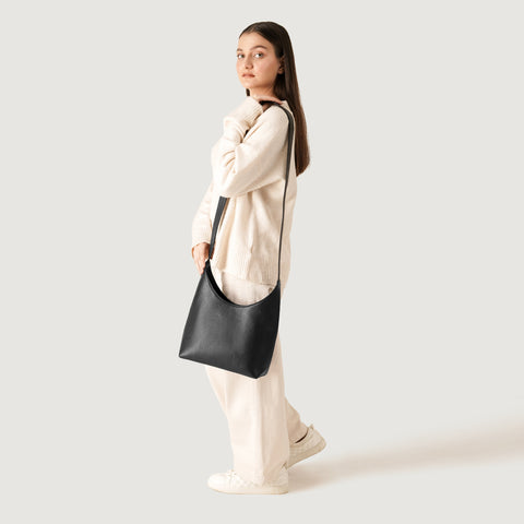 The Stefani Black Leather Hobo Bag
