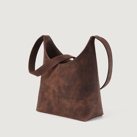 The Stefani Vintage Distressed Brown Leather Hobo Bag