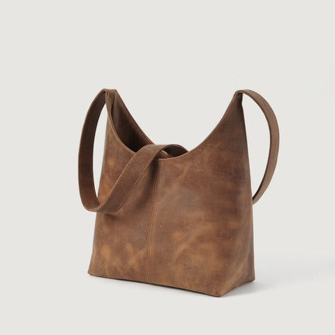 The Stefani Vintage Tan Brown Leather Hobo Bag