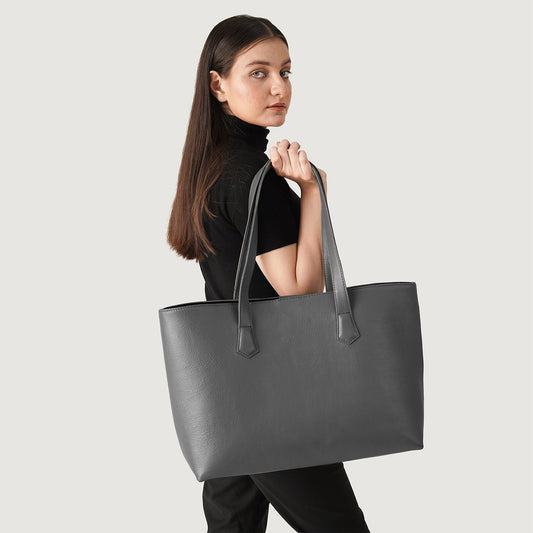 The Bianca Grey Leather Tote Bag