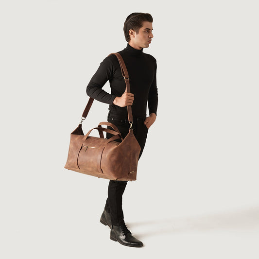 The Dale Vintage Tan Brown Leather Duffle Bag