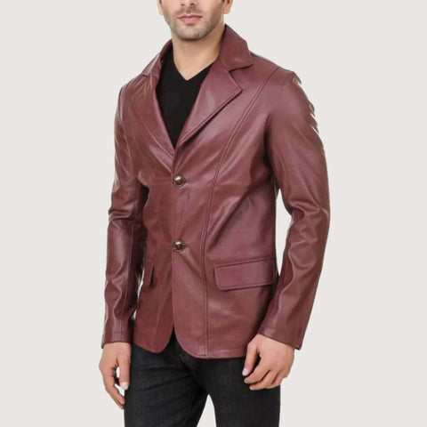 Satin Lining Men's Leather Blazer