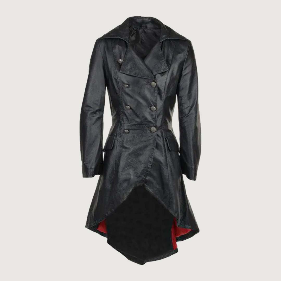 Double Breasted Gothic Raven Black Coat