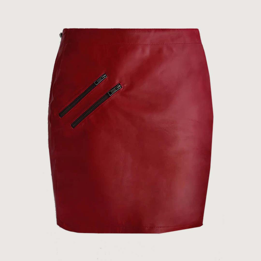 Bold Zip Leather Mini Skirt
