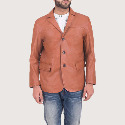 Tan Brown Leather Blazer