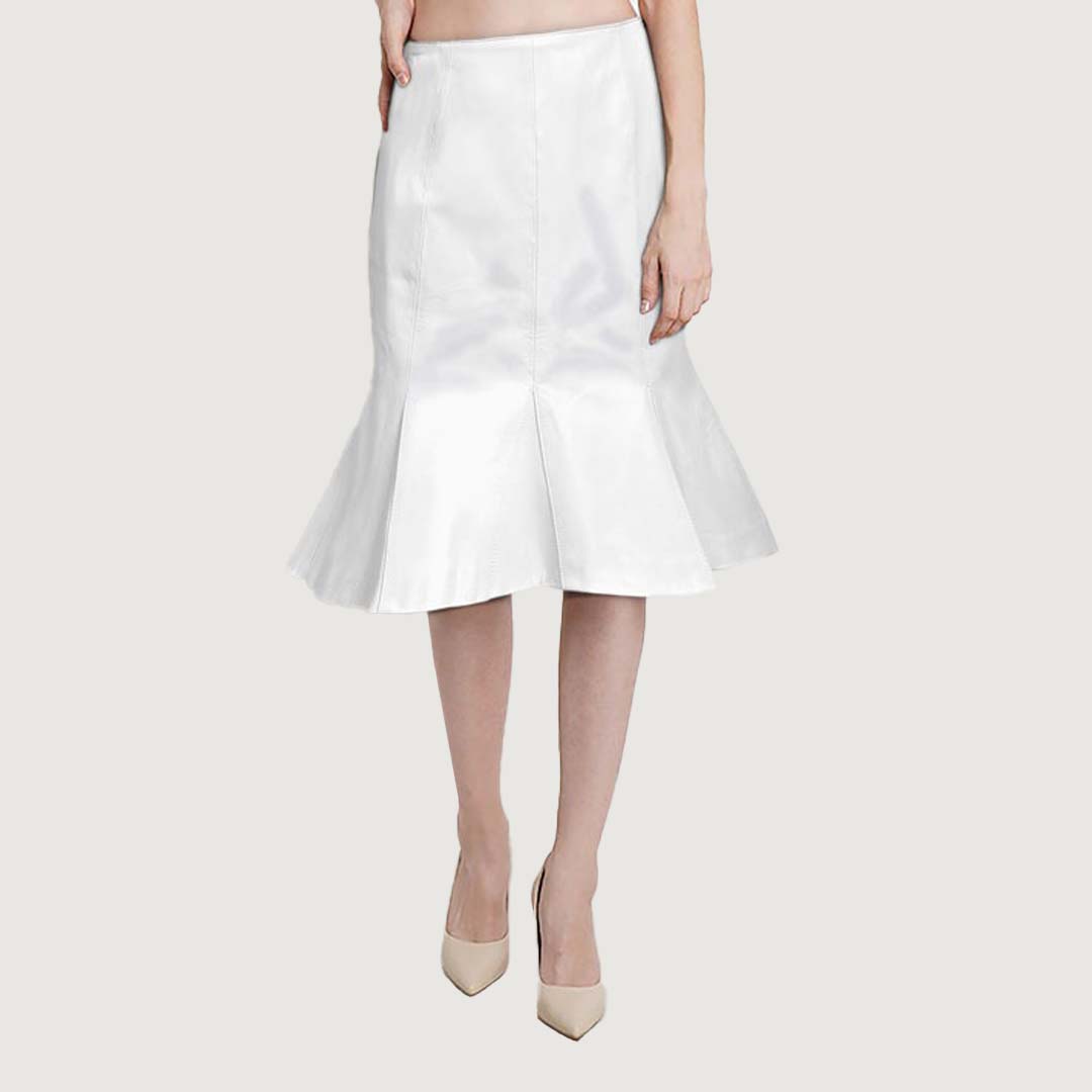 Sculpted Fit & Flare Leather Skirt