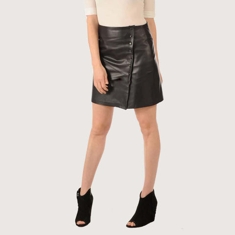 Genuine Lambskin Slim-Fit Leather Skirt