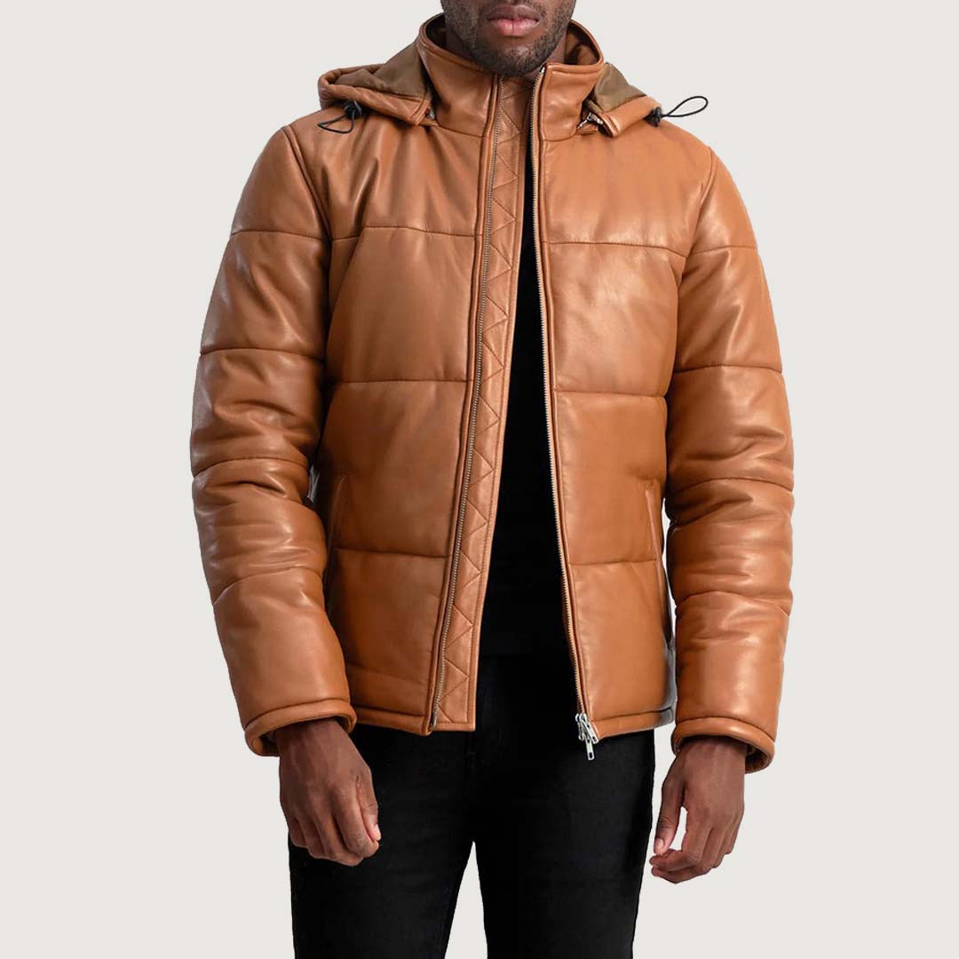 Gordon Tan LuxeShield Hooded Leather Puffe