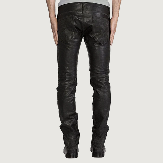 RICK OWENS BLACK LEATHER TYRONE PANTS
