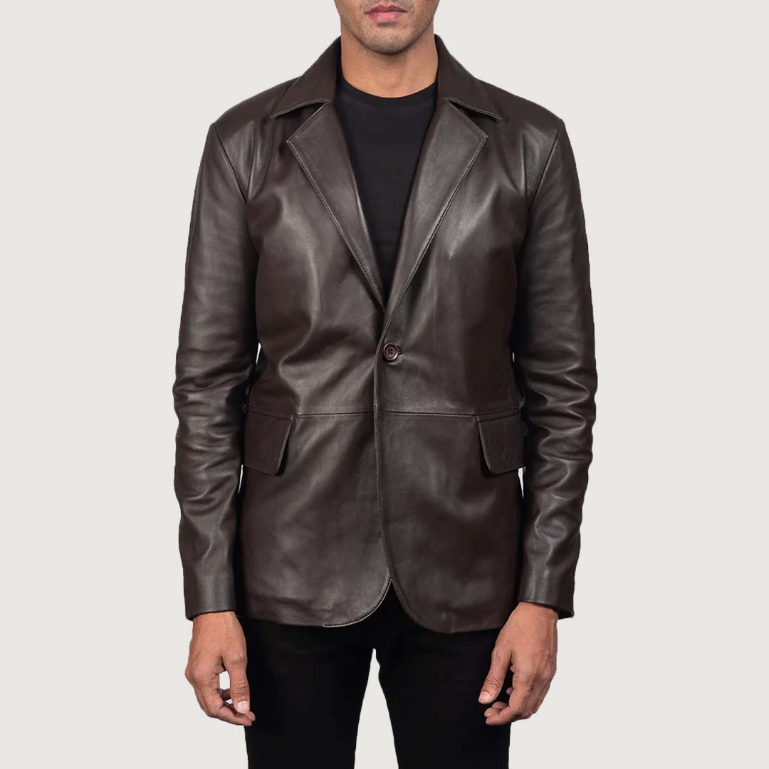 Men's Daron Brown Leather Blazer