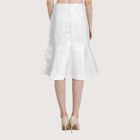 Sculpted Fit & Flare Leather Skirt