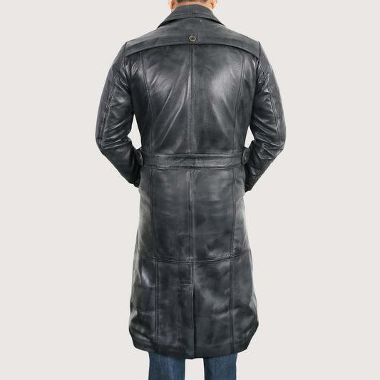 Versatile Men's Black Lambskin Leather Coat