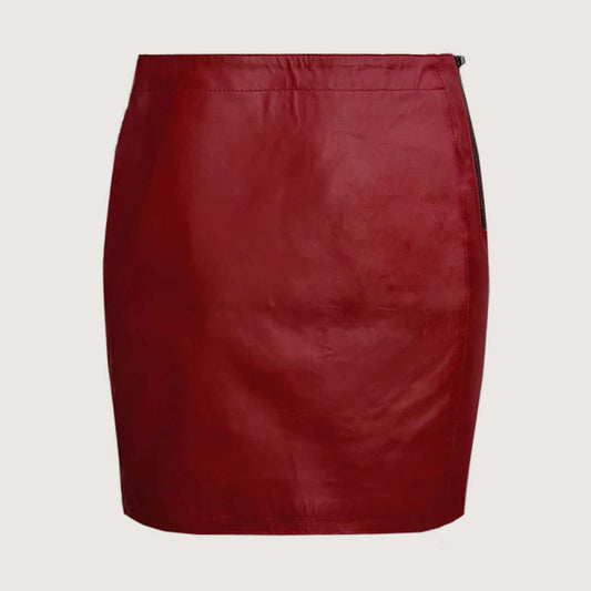 Bold Zip Leather Mini Skirt