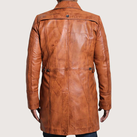 Men's Brown Lambskin Leather Coat (Blazer Coat)