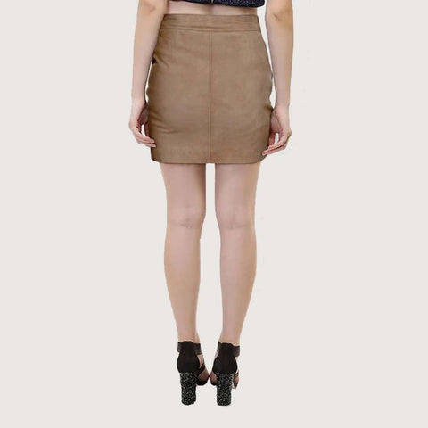Subtle Beige Suede Leather Skirt