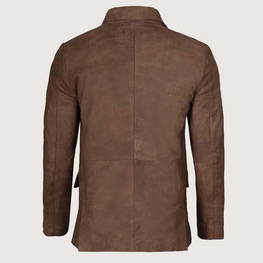 Men's Rub Off Light Brown Lambskin Leather Blazer