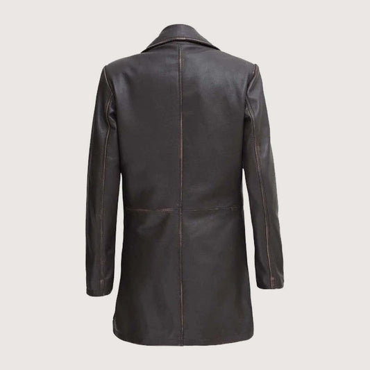 Dark Brown Women Leather Car Coat