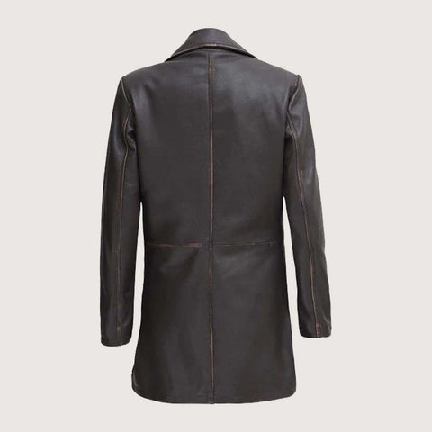 Dark Brown Women Leather Car Coat