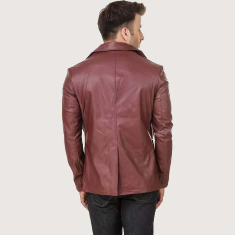 Satin Lining Men's Leather Blazer