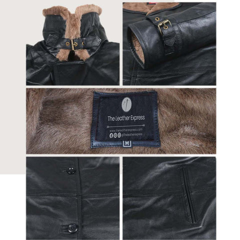 Men's Black Genuine Lambskin Leather Long Coat