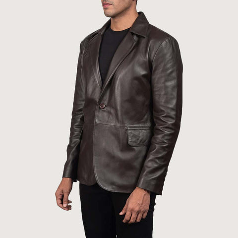Men's Daron Brown Leather Blazer