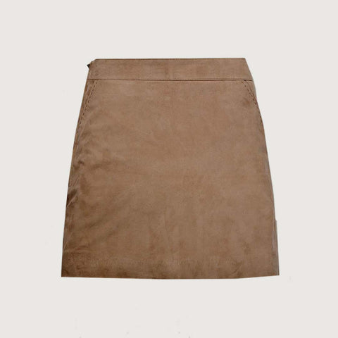 Subtle Beige Suede Leather Skirt