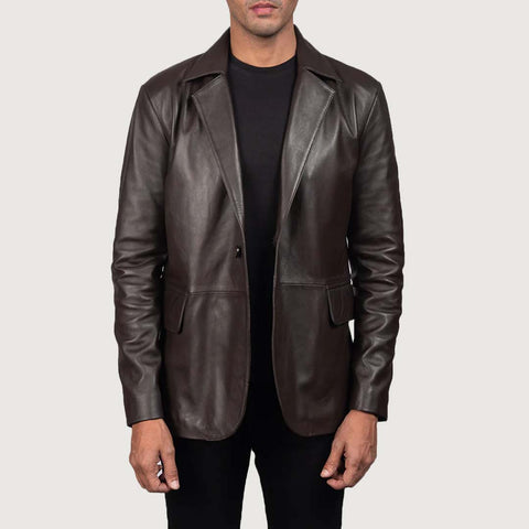Men's Daron Brown Leather Blazer