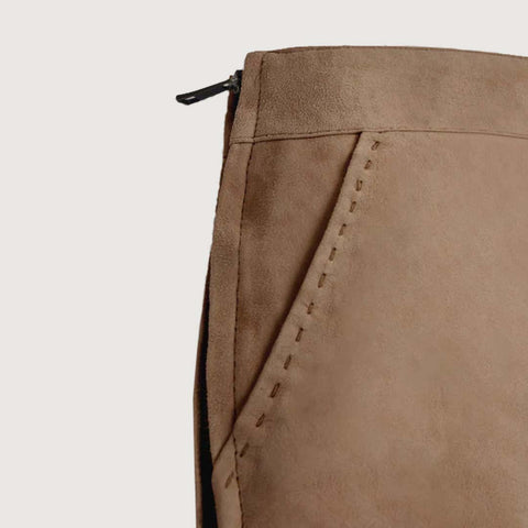 Subtle Beige Suede Leather Skirt