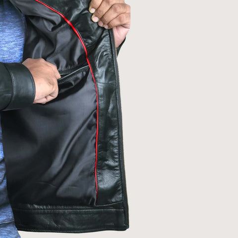 Men's Black Genuine Lambskin Leather Long Coat