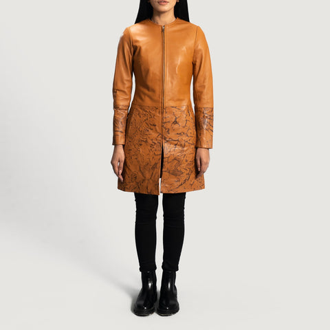 Sandy Tan Dye Leather Coat