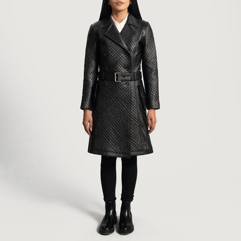 Sweet Susan Black Leather Trench Coat