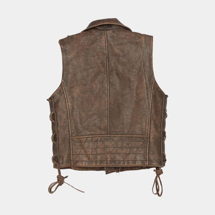 Harley-Davidson Men’s Vintage Brown Leather Motorcycle Vest – Classic Biker Style