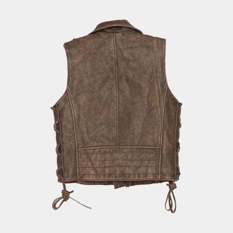 Harley-Davidson Men’s Vintage Brown Leather Motorcycle Vest – Classic Biker Style
