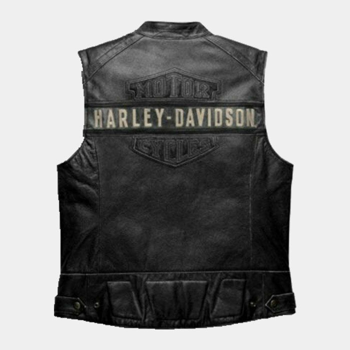 Harley-Davidson Black Leather Motorcycle Vest – Classic Biker Style