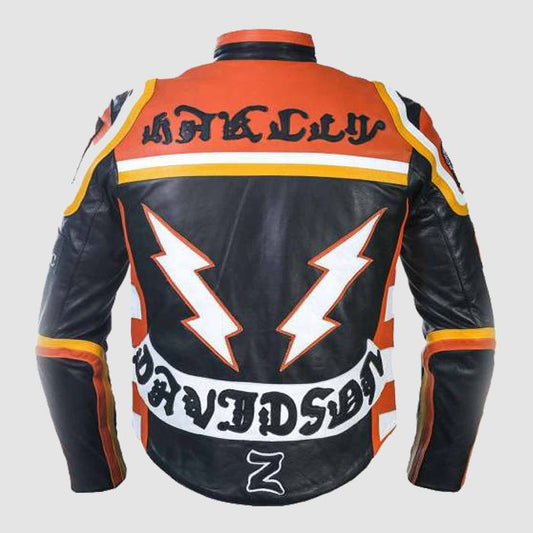 Harley Davidson Men's Vintage Racing Style Leather Biker Jacket, Motorbike jacket ,Gift