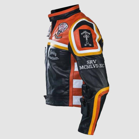 Harley Davidson Men's Vintage Racing Style Leather Biker Jacket, Motorbike jacket ,Gift