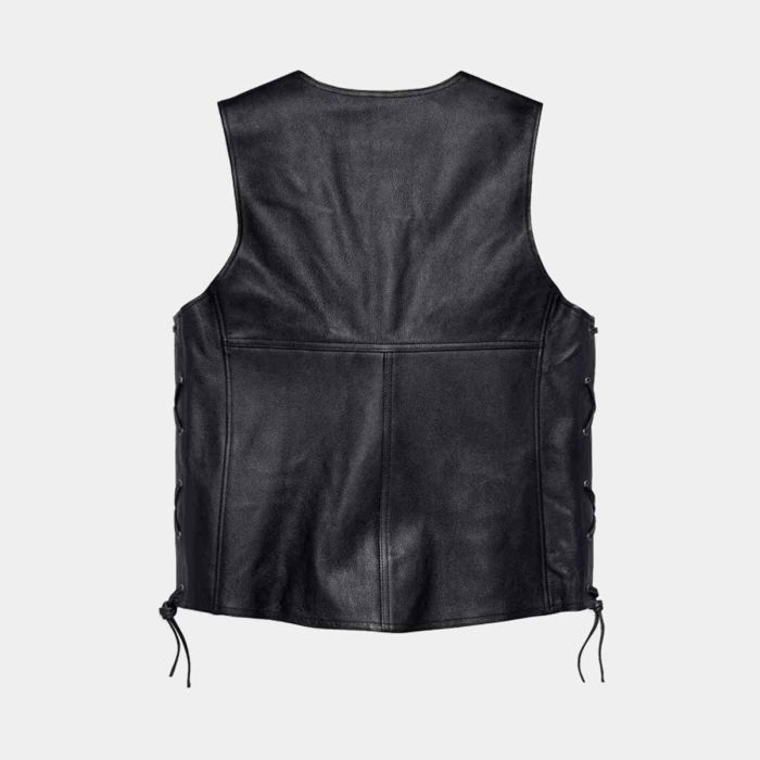 Harley-Davidson Men’s Vintage Brown Leather Motorcycle Vest – Classic Biker Style