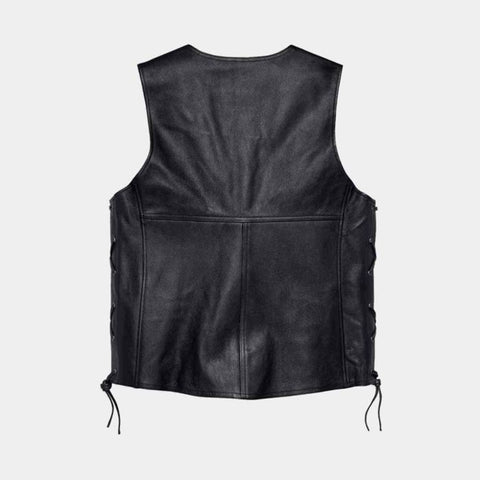 Harley-Davidson Men’s Vintage Brown Leather Motorcycle Vest – Classic Biker Style