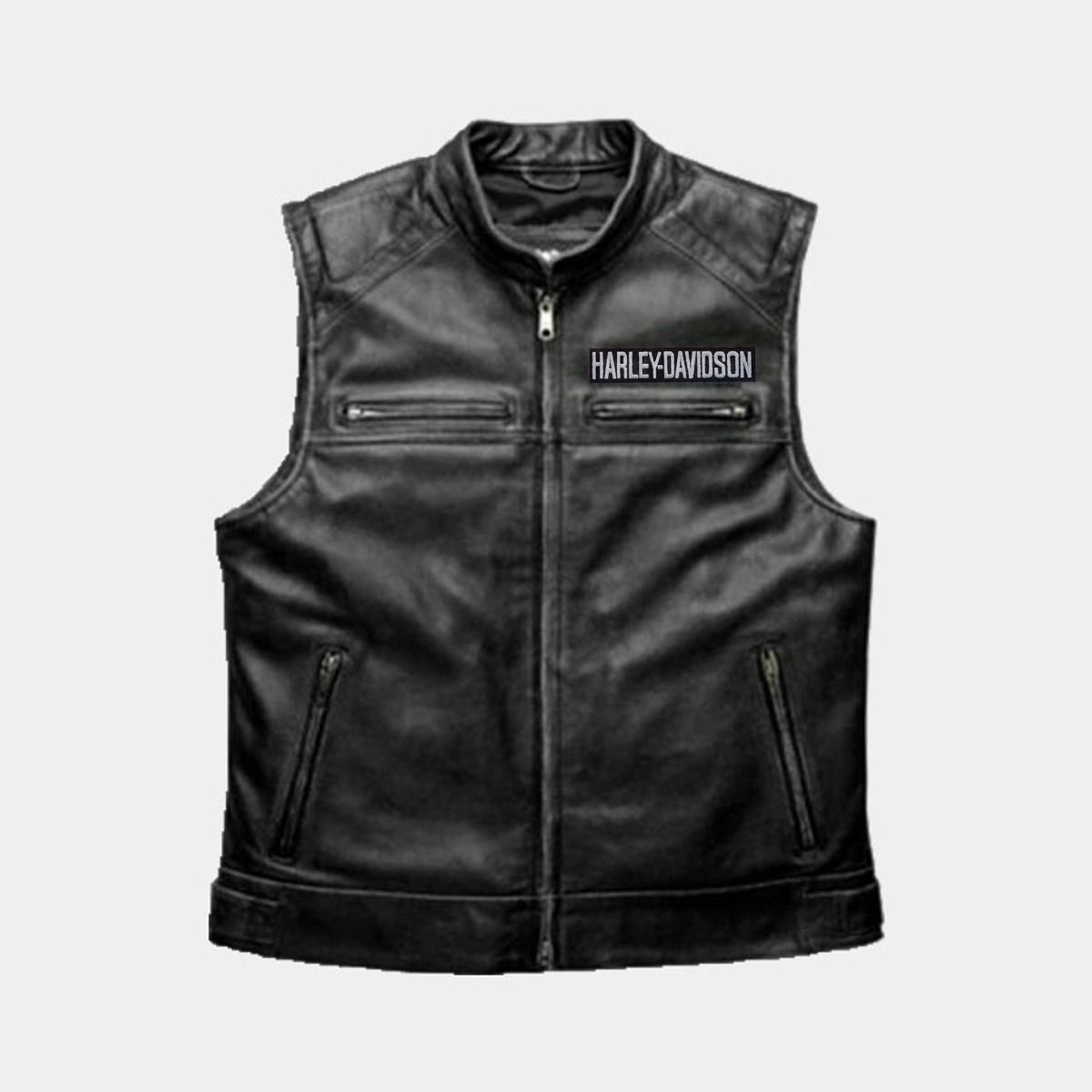 Harley-Davidson Black Leather Motorcycle Vest – Classic Biker Style