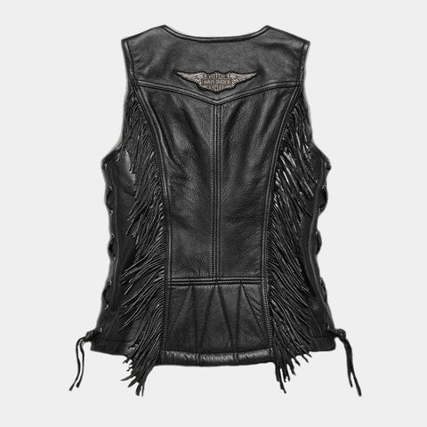 Harley Davidson Women’s Black Fringed Leather Motorcycle Vest